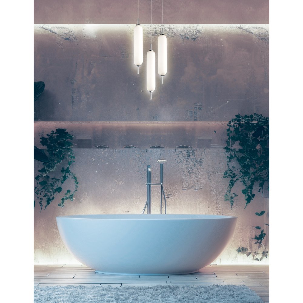 30W Polished Chrome Multi Light Pendant w/ White Opal Glass