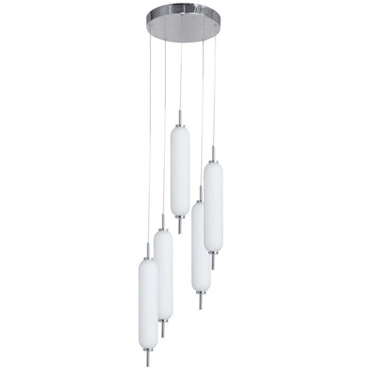 45W Polished Chrome Multi Light Pendant w/ White Opal Glass