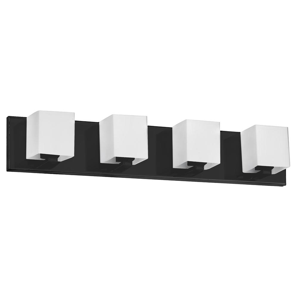 4LT Halogen Vanity, MB, WH Glass