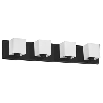 4LT Halogen Vanity, MB, WH Glass