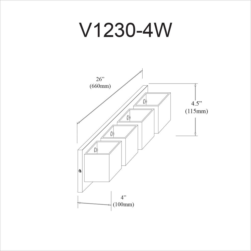 4LT Halogen Vanity, MB, WH Glass