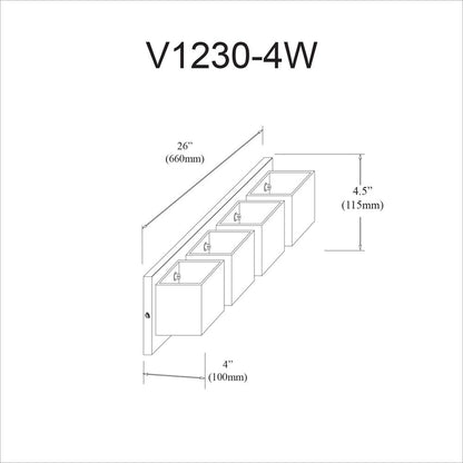 4LT Halogen Vanity, MB, WH Glass