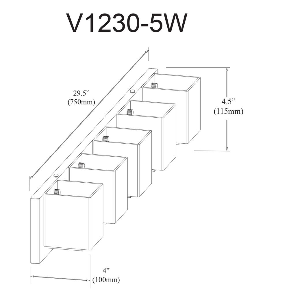 5LT Halogen Vanity, MB, WH Glass