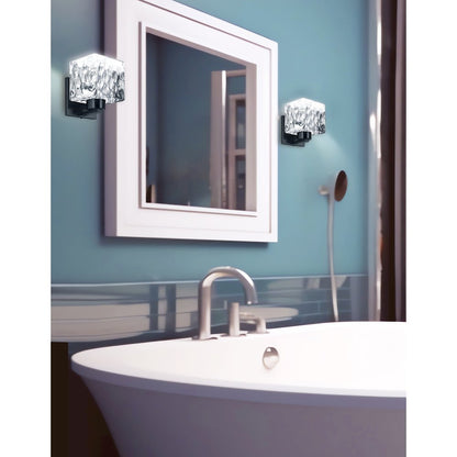 1 Light Matte Black Wall Sconce w/ Clear Water Glass