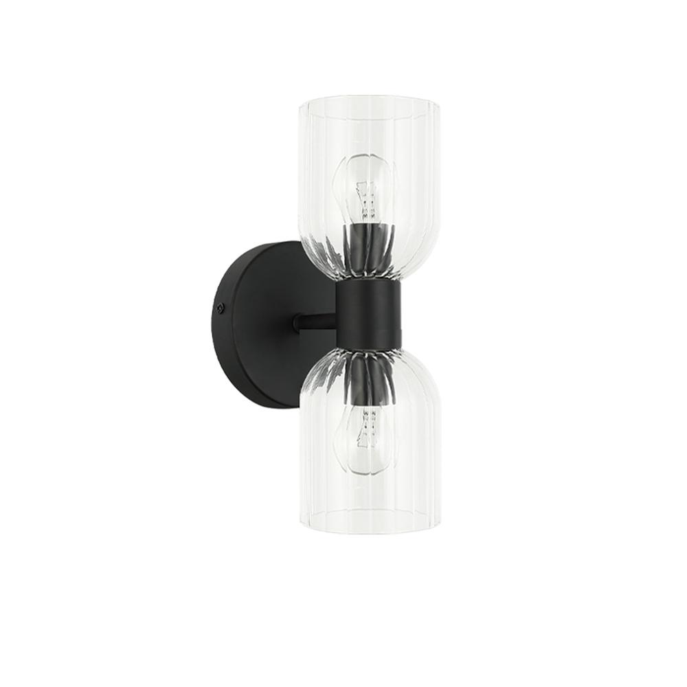 2LT Wall Sconce, MB, CLR Ribbed Glass