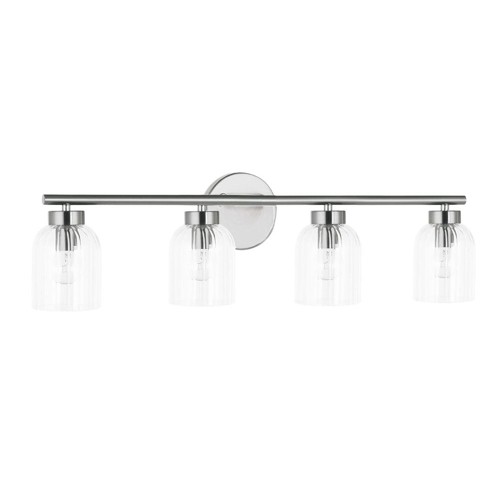4LT Vanity, PC, CLR Ribbed Glass