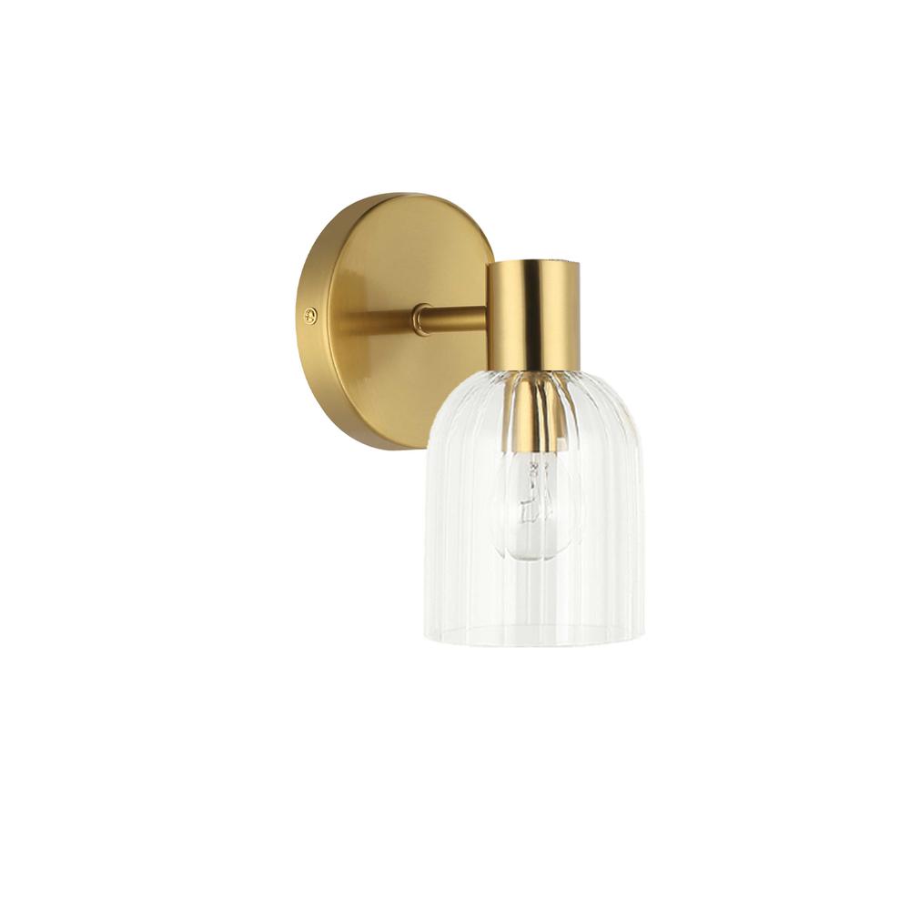 1LT Wall Sconce, AGB, CLR Ribbed Glass