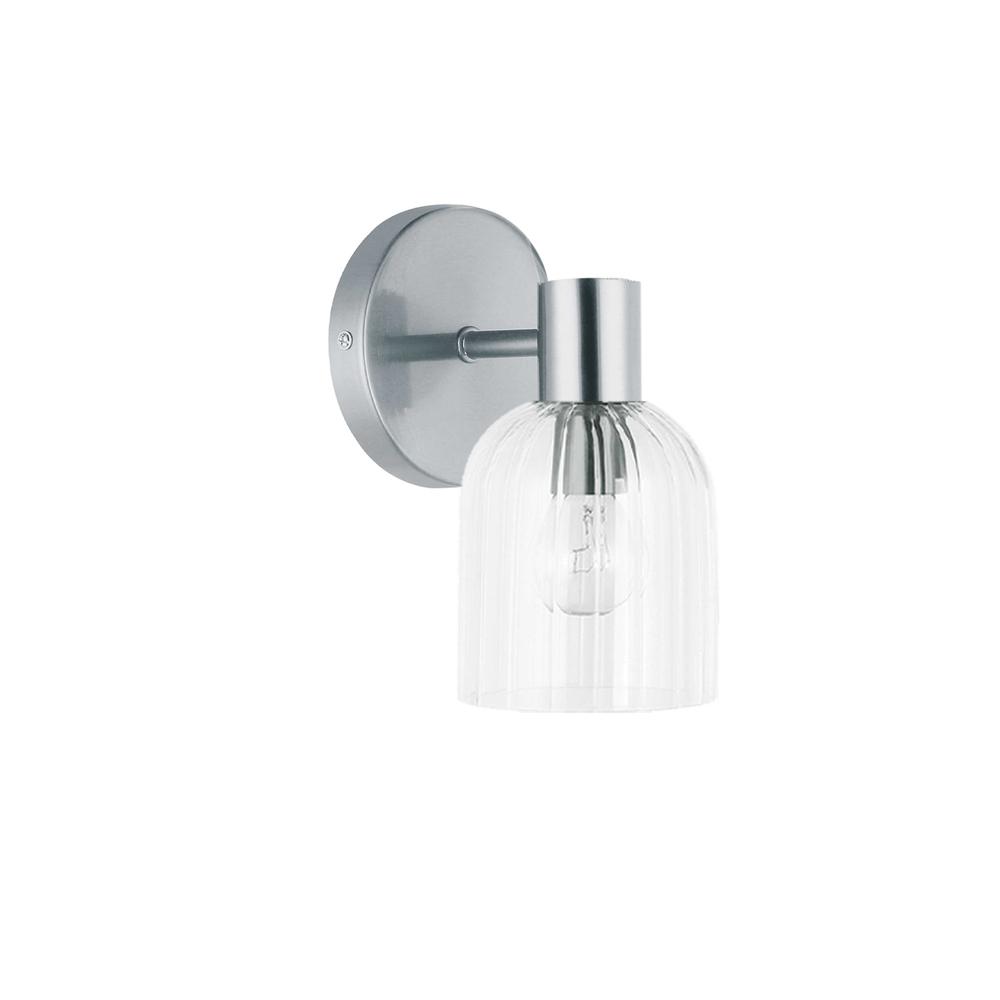 1LT Wall Sconce, PC, CLR Ribbed Glass