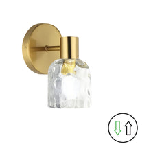 1 Light Aged Brass Wall Sconce w/ Clear Water Glass