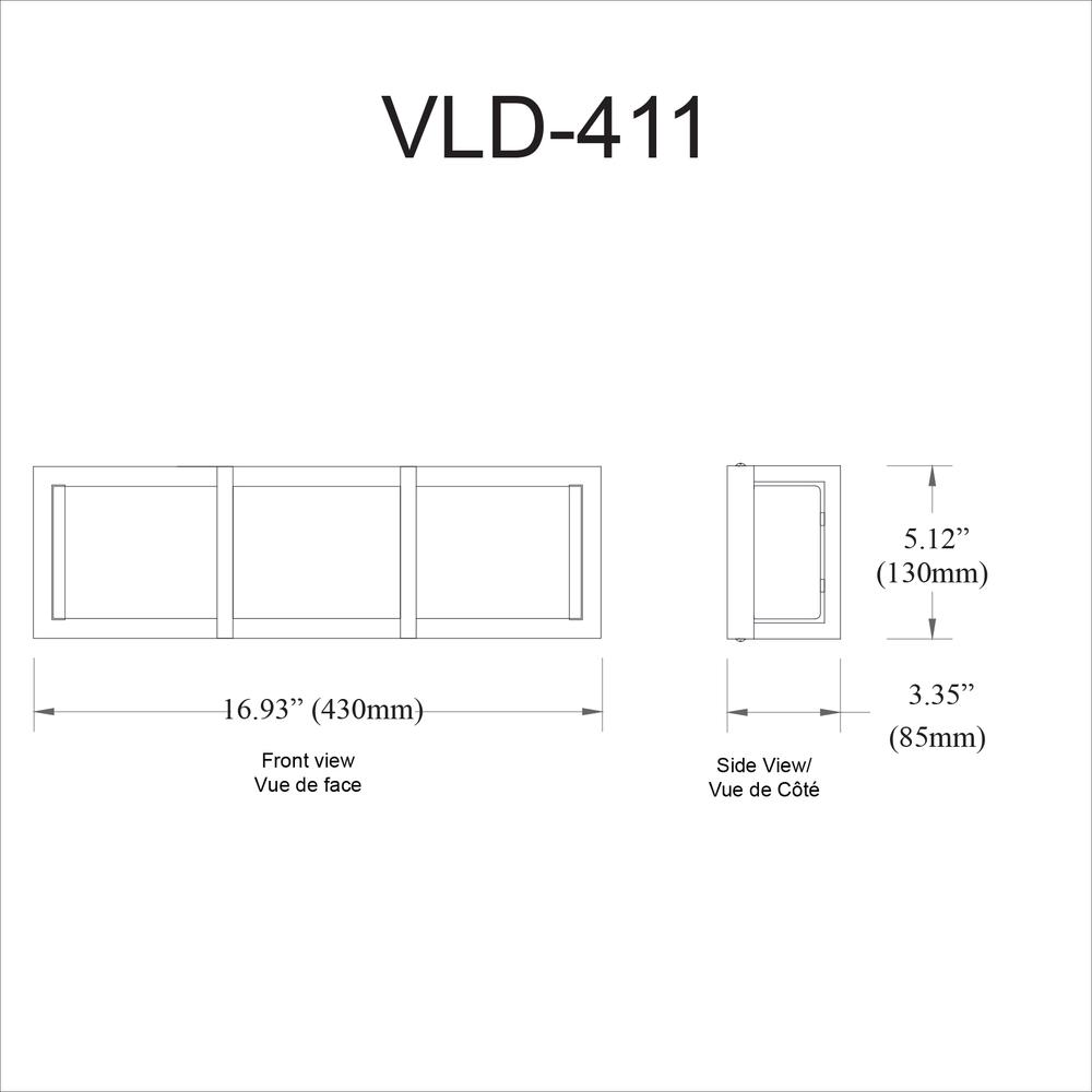 15W Vanity Light, PC, WH Acrylic Diffuser