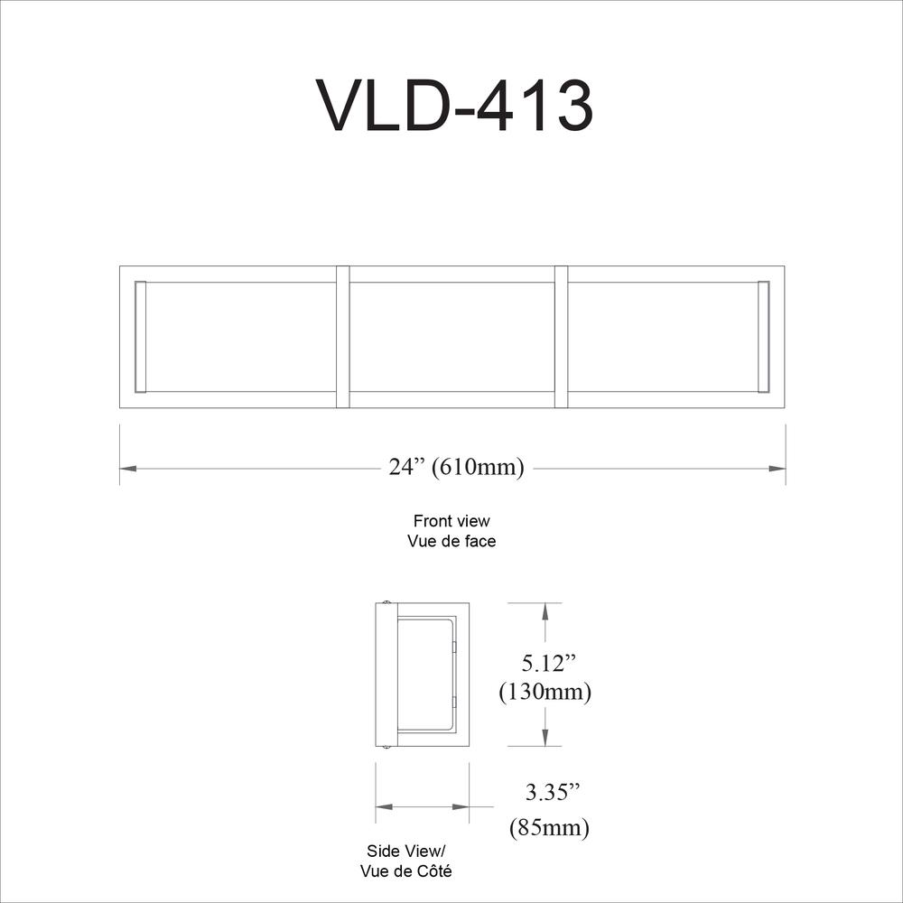 36W Vanity Light, PC, WH Acrylic Diffuser