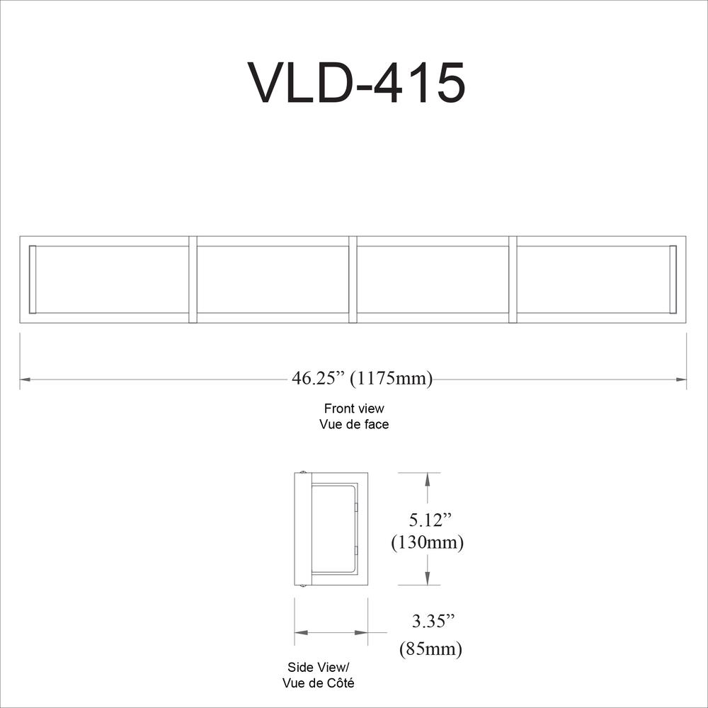 72W Vanity Light, PC, WH Acrylic Diffuser