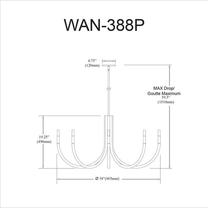 8LT Incandescent Chandelier, MB & AGB