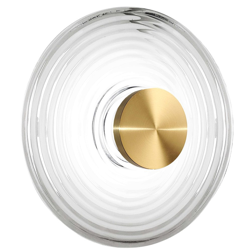 12W Wall Sconce Aged Brass with Clear Rippled Glass