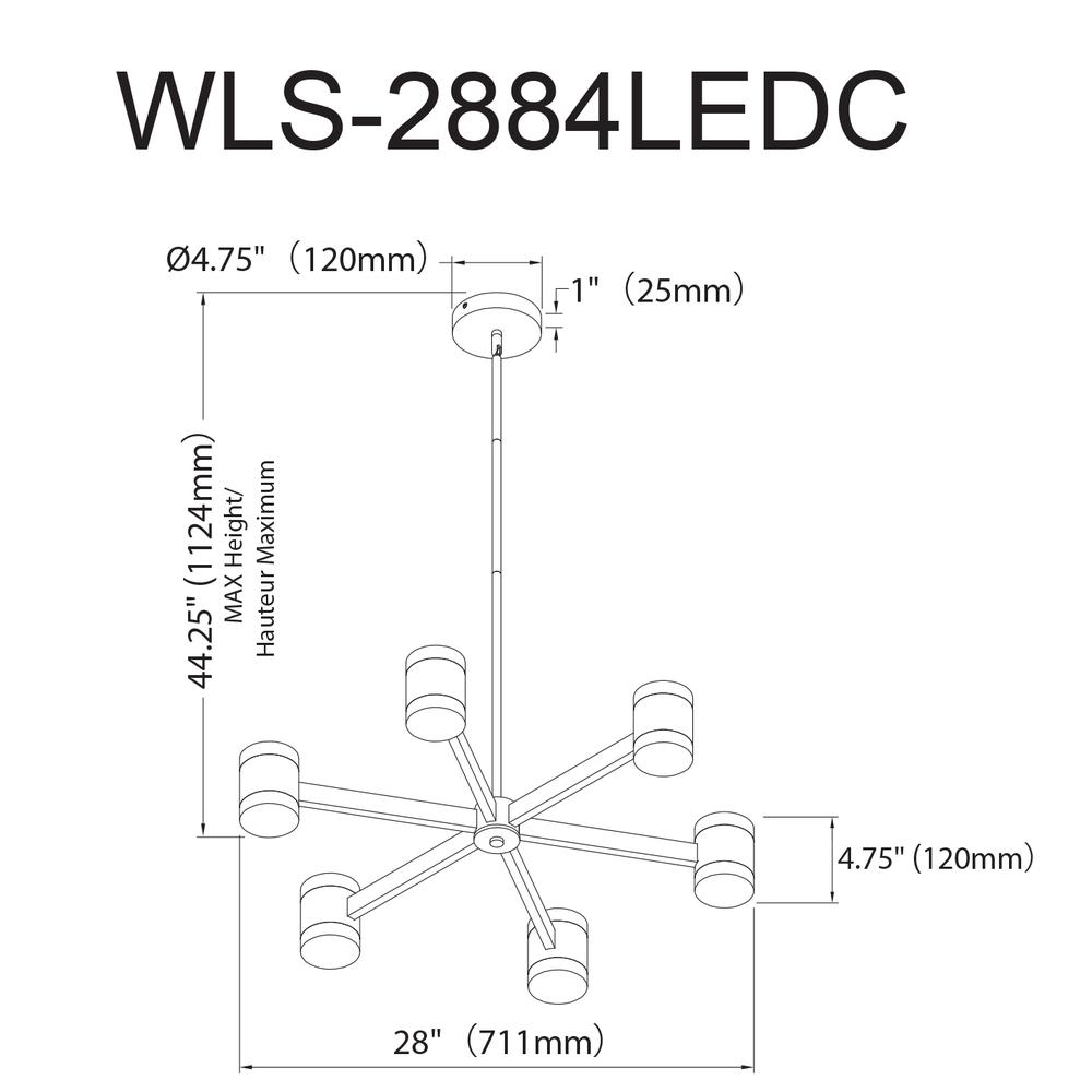 84W Chandelier, MB, FR Acrylic Diff