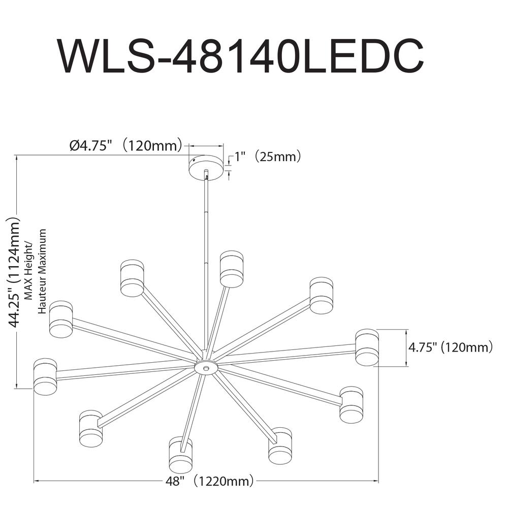 140W Chandelier, MB, FR Acrylic Diff