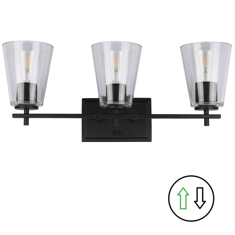 3 Light Vanity in Matte Black