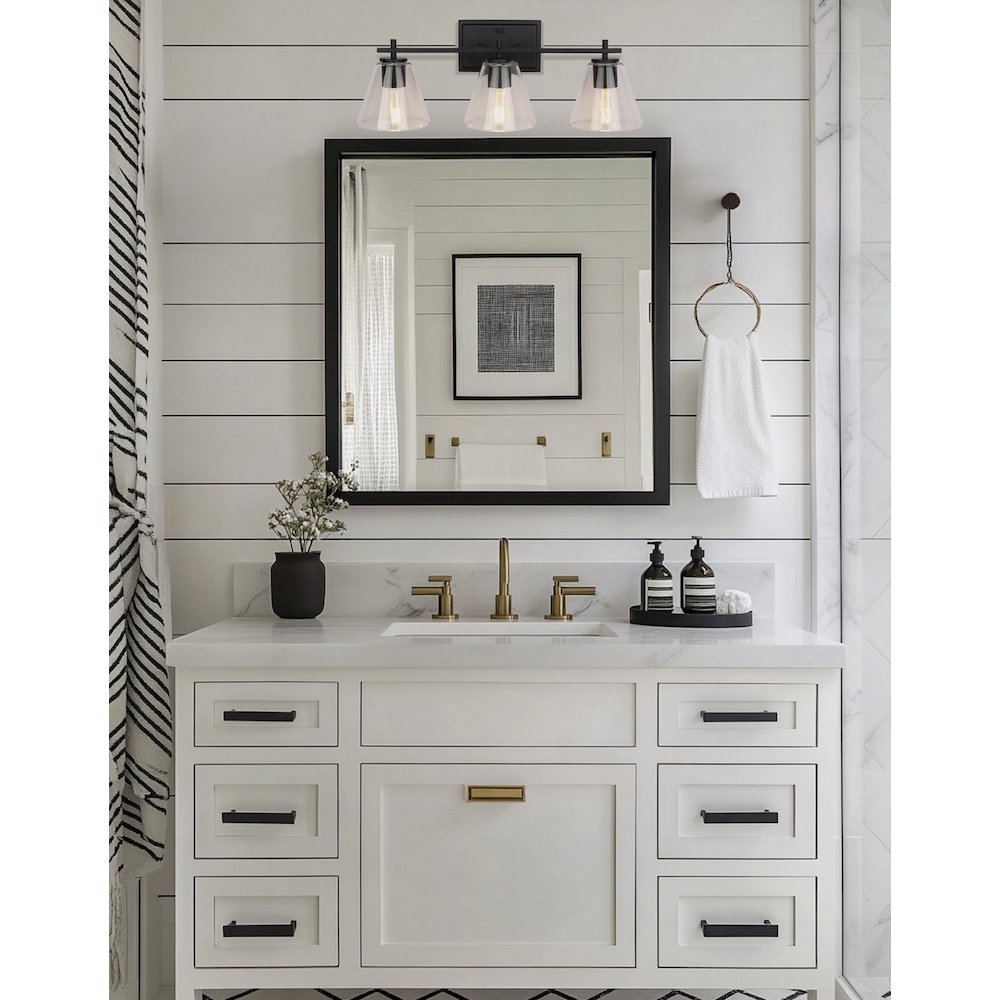 3 Light Vanity in Matte Black