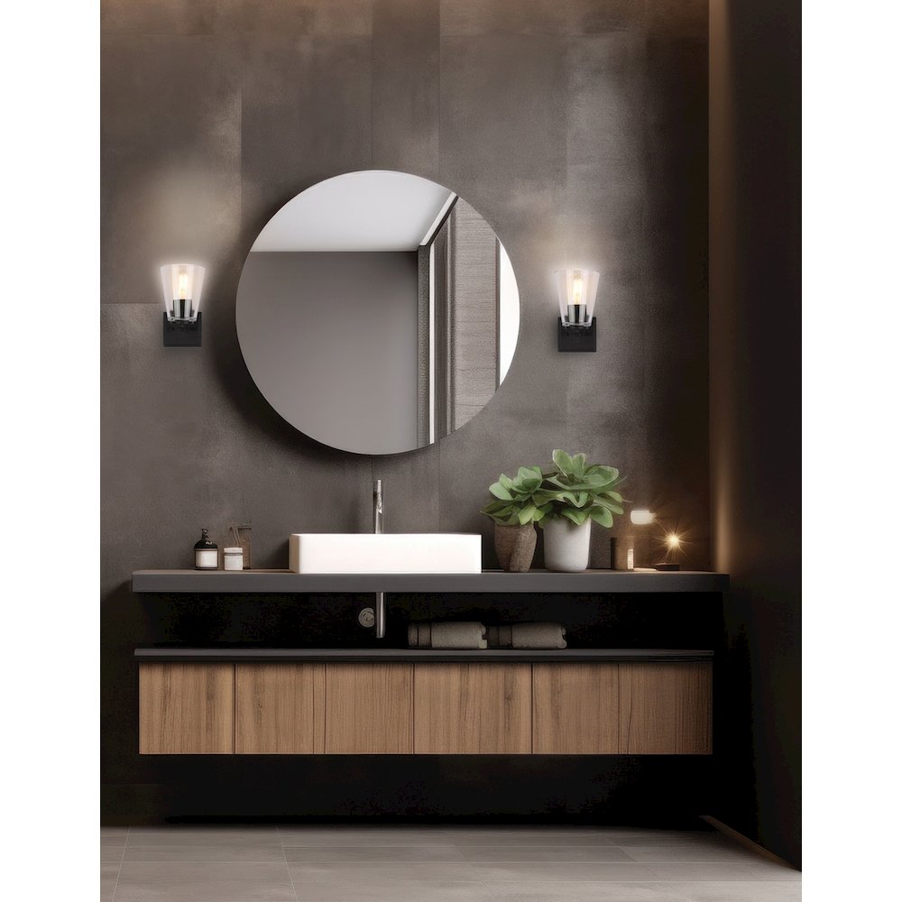 1 Light Wall Sconce in Matte Black