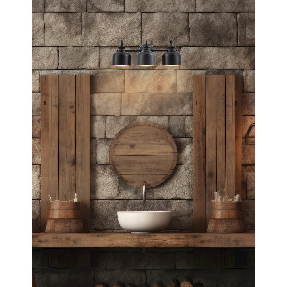 3 Light Vanity in Matte Black