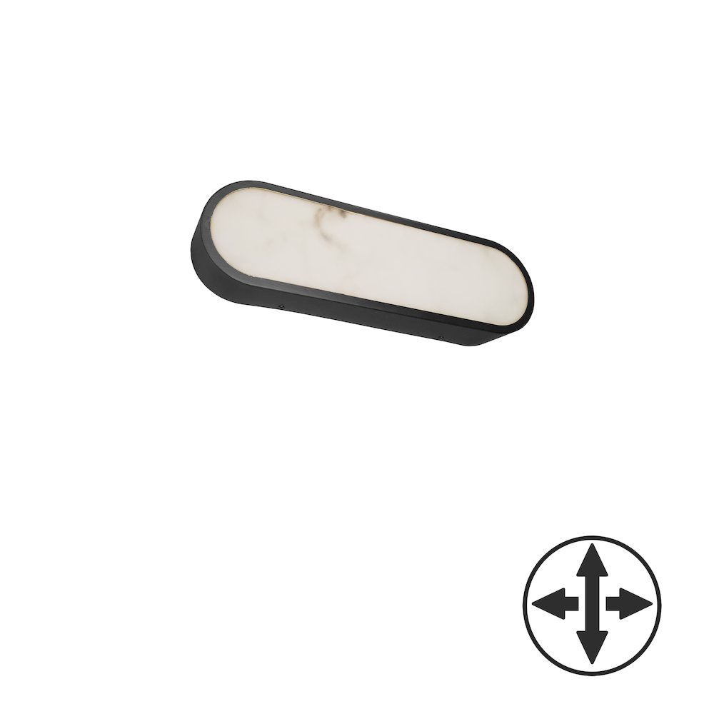 20W Wall Sconce in Matte Black w/ Alabaster Diffuser