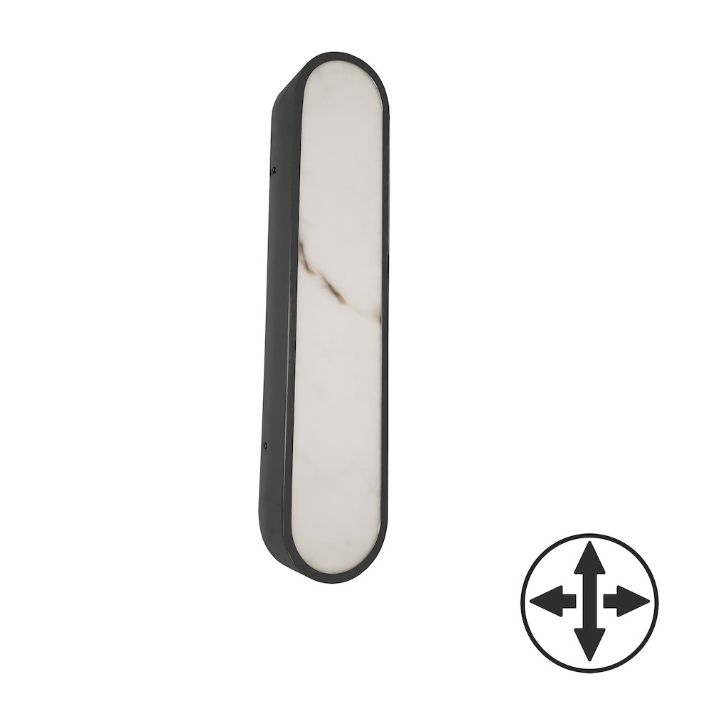 30W Wall Sconce in Matte Black w/ Alabaster Diffuser