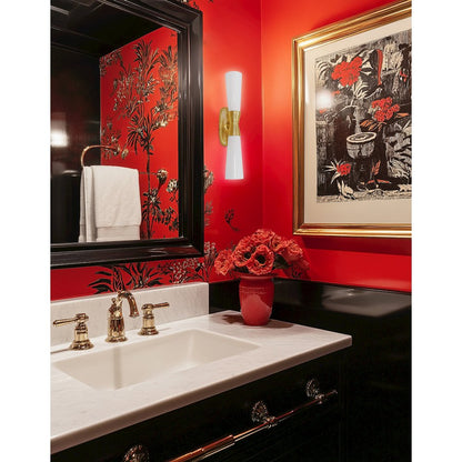 2 Light Wall Sconce in Gold w/ Opal Glass