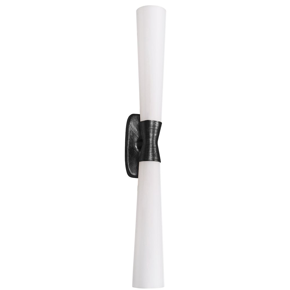 2 Light Wall Sconce in Matte Black w/ Opal Glass