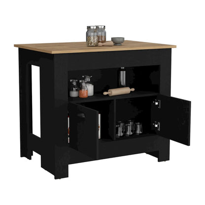 Arlet Kitchen Island Black/Macadamia MDF