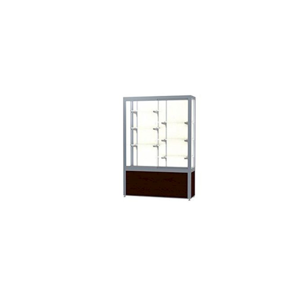 Challenger  48"W x 66"H x 16"D  Floor Case, Plaque Back, Satin Finish, Walnut Vinyl Base