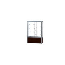 Challenger  48"W x 66"H x 16"D  Floor Case, White Back, Satin Finish, Walnut Vinyl Base