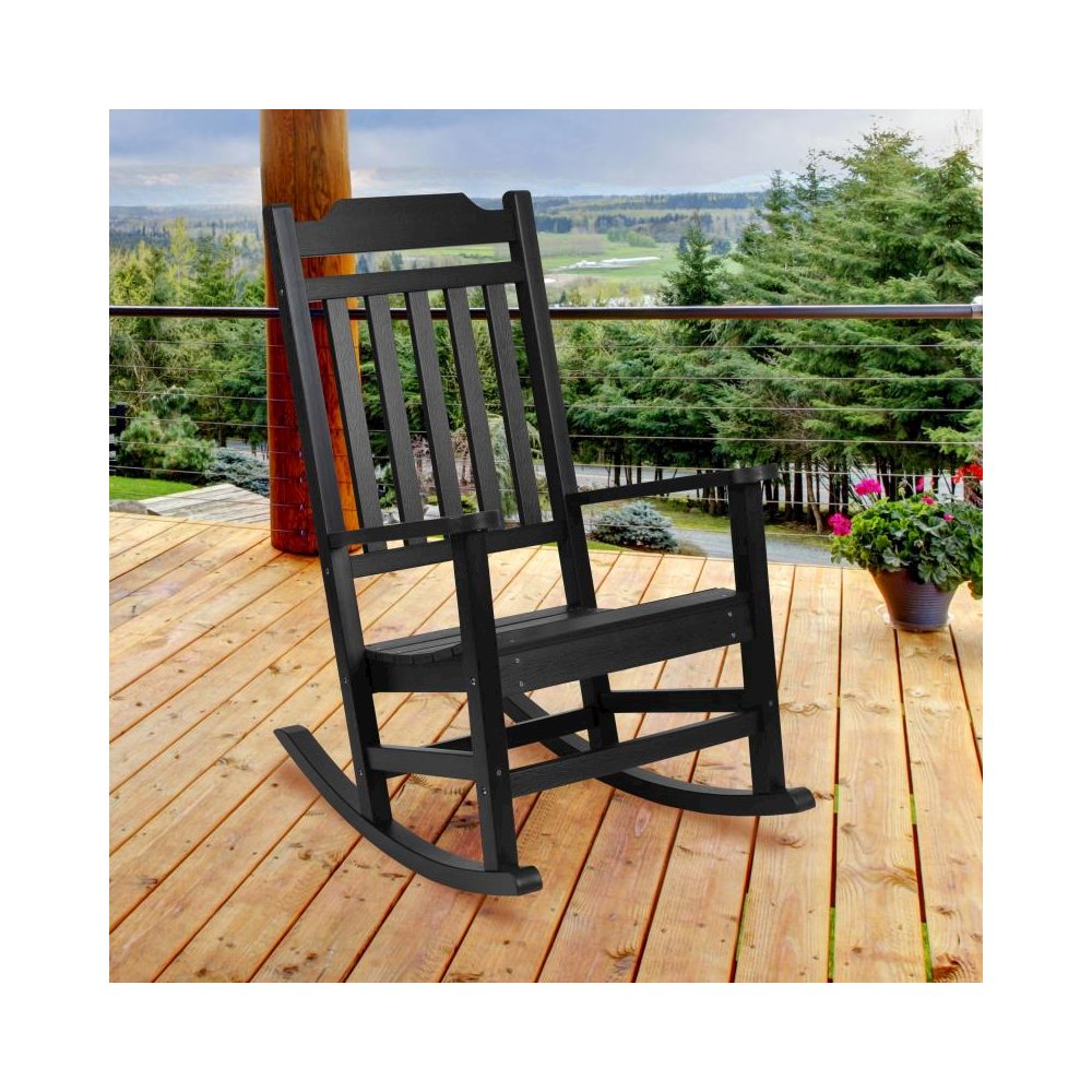 All-Weather Poly Resin Rocking Chair in Black