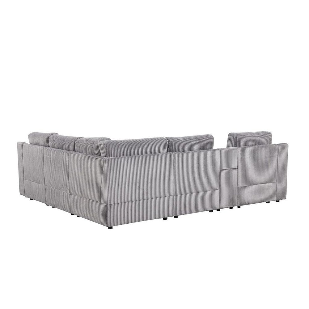 9-Piece Contemporary Modular Sectional Sofa with Storage and Cupholders, Grey