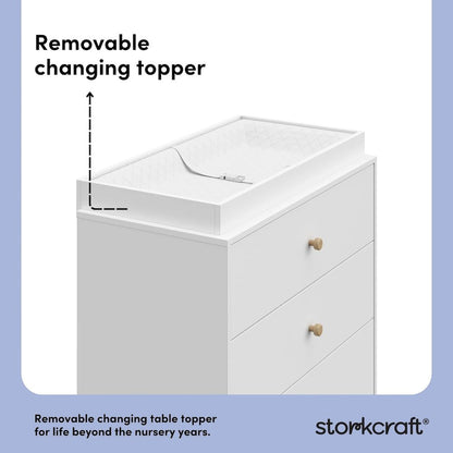 California 3 Drawer Chest With Topper - White with Driftwood