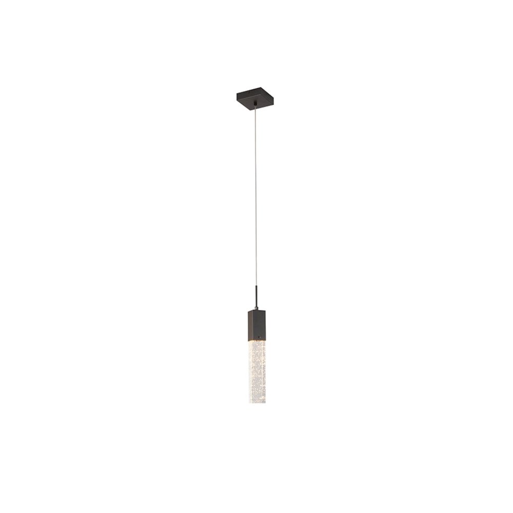 1-Light Matte Black Single Pendant With A Clear Bubble Crystal