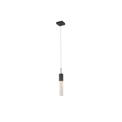 1-Light Matte Black Single Pendant With A Clear Bubble Crystal