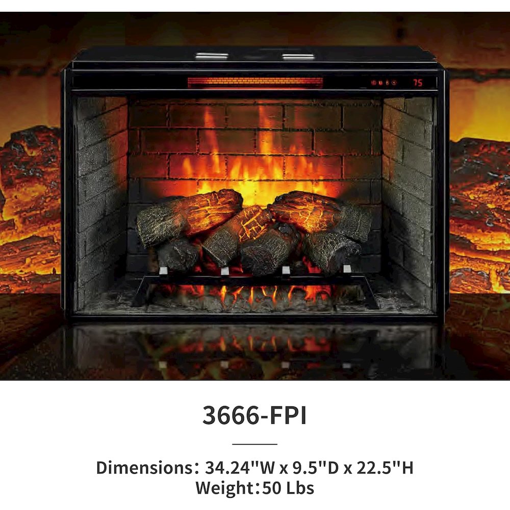 33" Fireplace Insert with Door Sensor