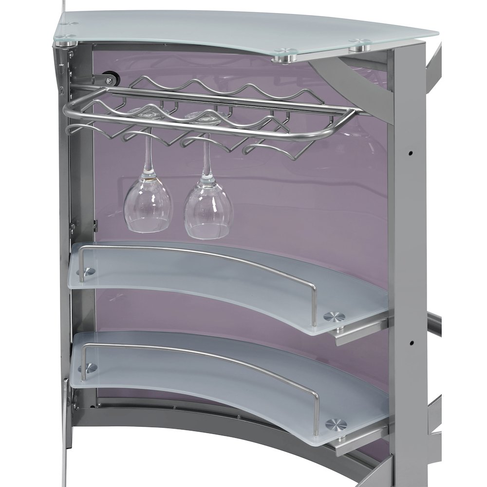 Dallas 2-shelf Curved Freestanding Home Bar Cabinet Silver