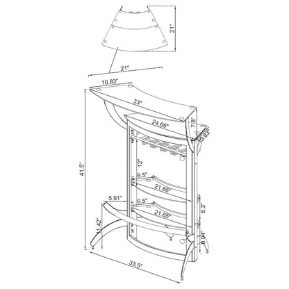 Dallas 2-shelf Curved Freestanding Home Bar Cabinet Silver