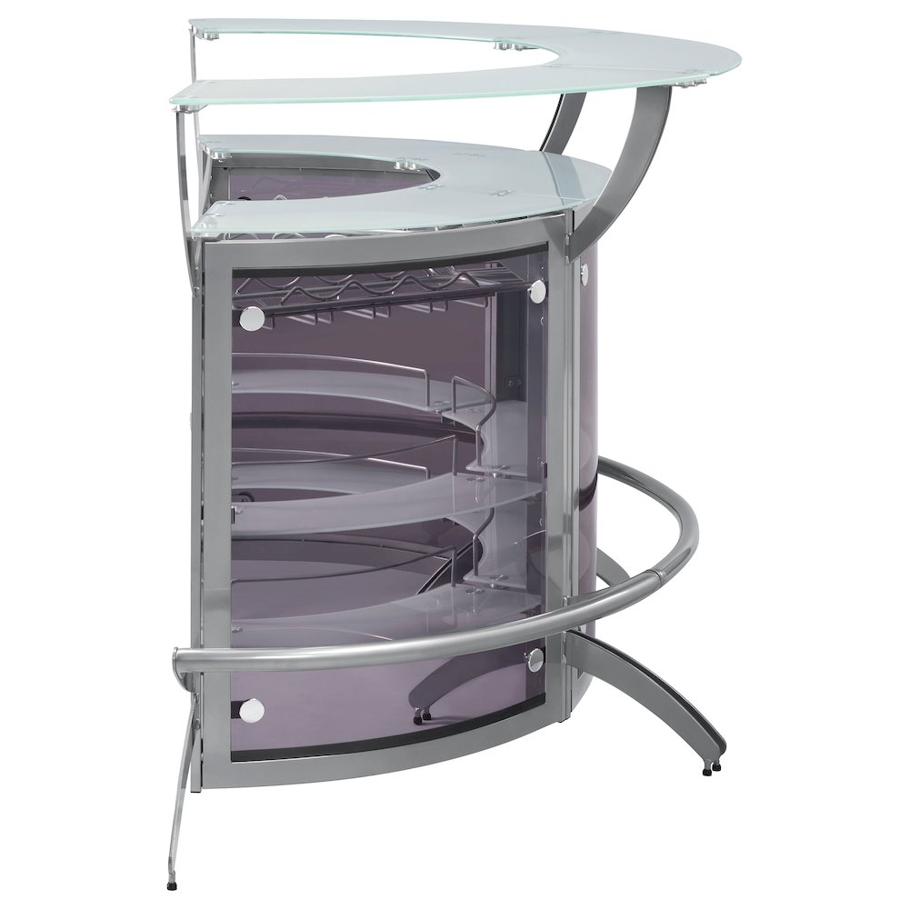 Dallas 3-piece Curved Freestanding Home Bar Cabinet Silver
