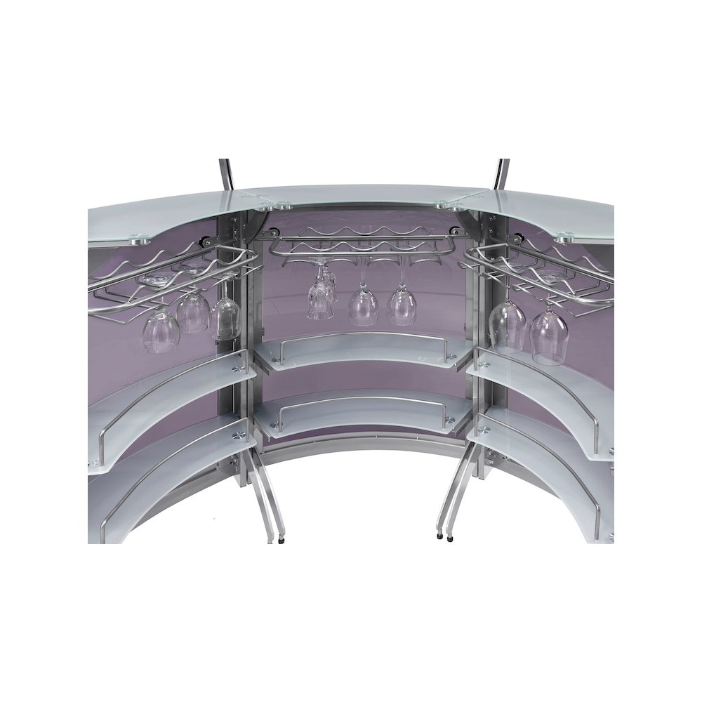 Dallas 3-piece Curved Freestanding Home Bar Cabinet Silver