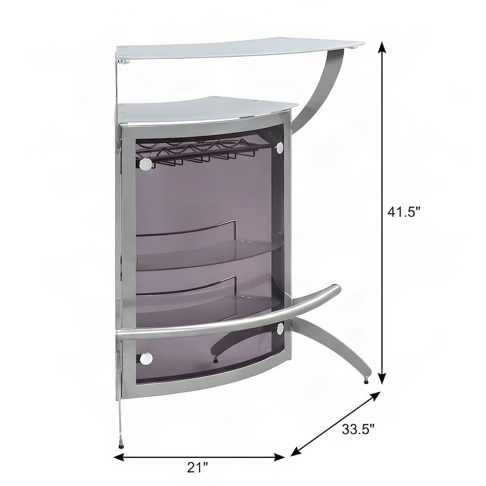 FurniFact Wine Rack with Curved 2-Shelf Freestanding Metal Frame, Silver