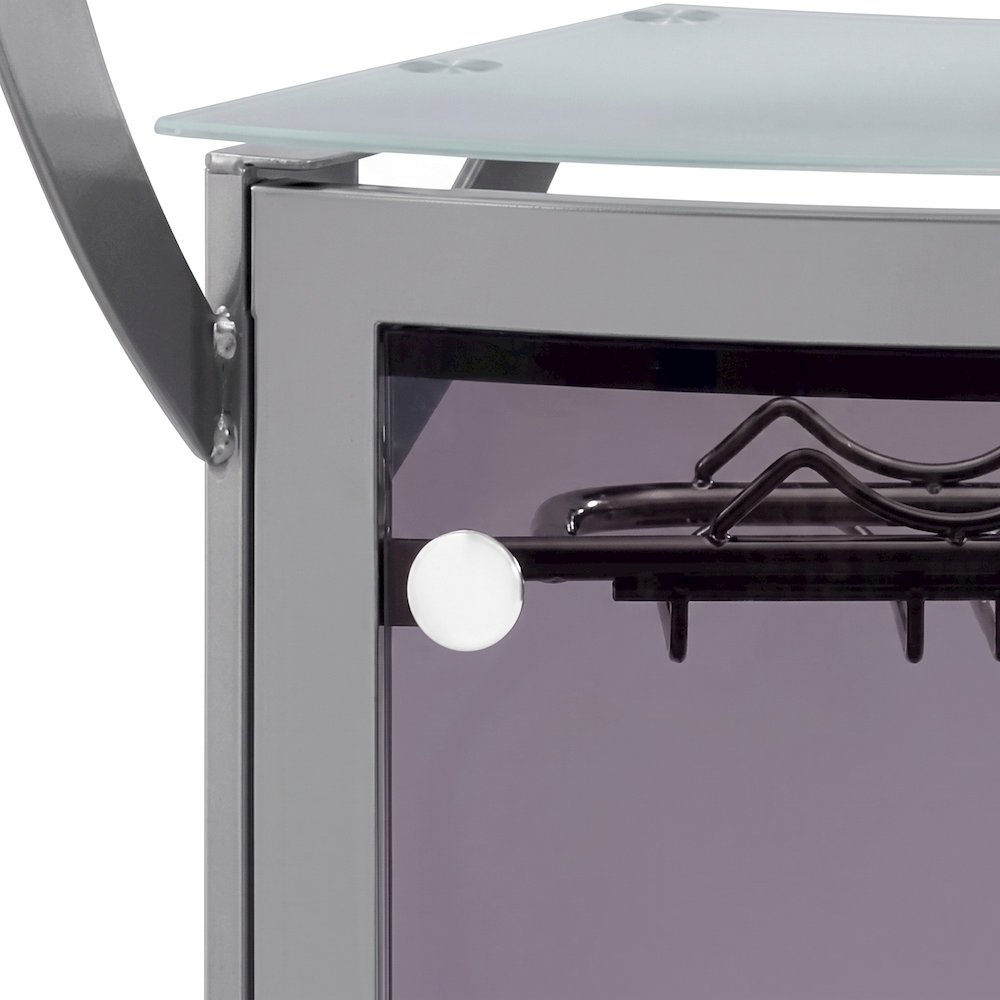 FurniFact Wine Rack with Curved 2-Shelf Freestanding Metal Frame, Silver