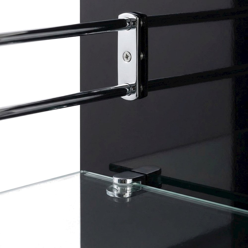Engineered Wood Rectangular Wine Table with Bar Rack, Black High Gloss
