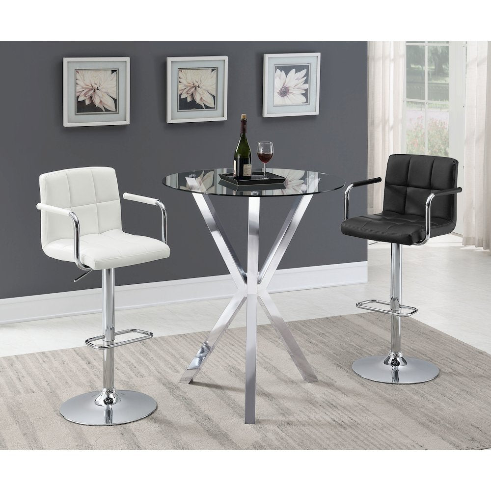 Denali Round 35-inch Glass Top Bistro Bar Table Chrome