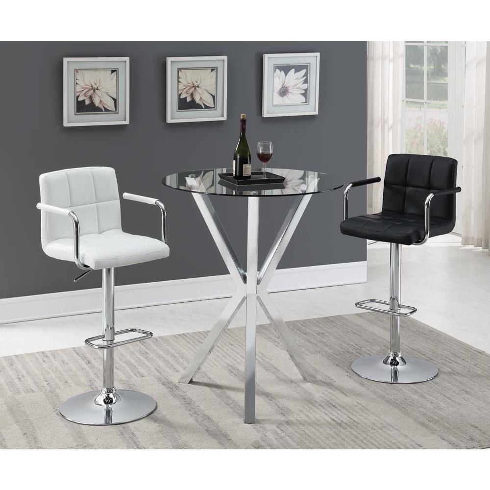 Sleek Chrome Round Bar Table with Clear Glass Top for Elegant Entertaining