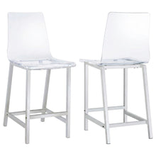 Acrylic Counter Stools with Chrome Base for Kitchen, Clear, Set of 2