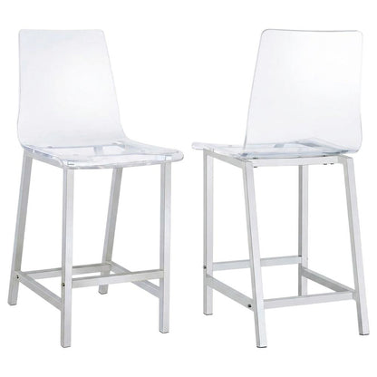 Acrylic Counter Stools with Chrome Base for Kitchen, Clear, Set of 2
