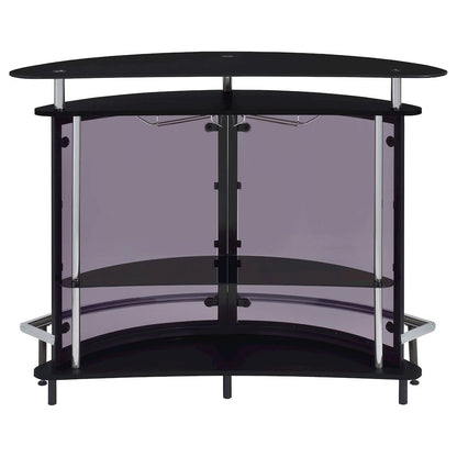 Amarillo Freestanding Glass Top Home Bar Wine Cabinet Black