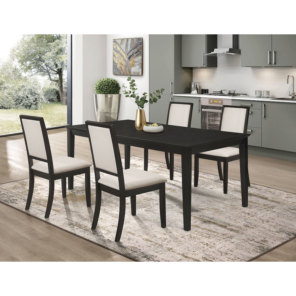Louise 5-piece Rectangular Extension Leaf Dining Set Black